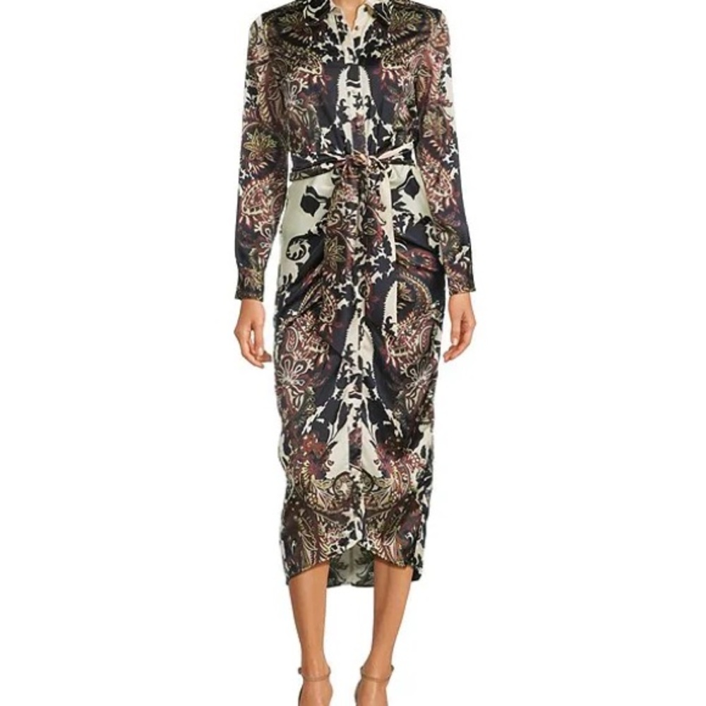 Alex Marie Black and White Cuffed Long Sleeve Dress